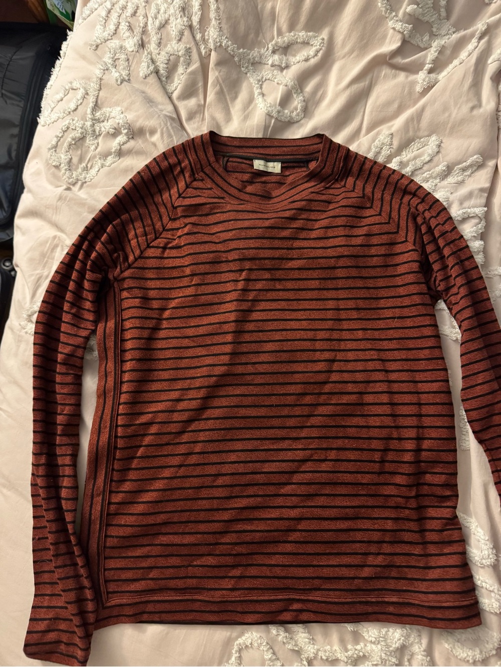 Balenciaga Rust and Black Striped Long-Sleeve Crewneck